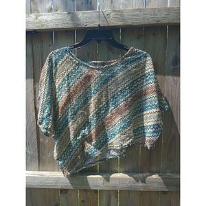 Dots top disserted sheer knit mid-drift juniors small chevron print